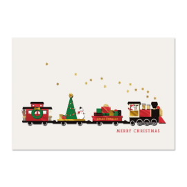 Christmas Train with Smowman and Presents Card