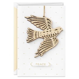 Christmas Wood Dove Ornament Card