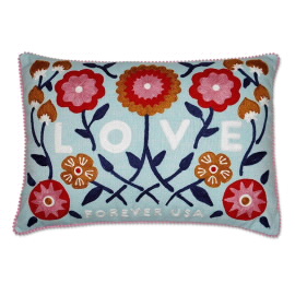 Soft Blue Velvet Love Stamp Cushion  