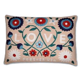 Soft Pink Velvet Love Stamp Cushion