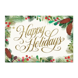 Happy Holidays with Greenery Card