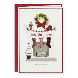 Stockings on Mantel Greeting Cards