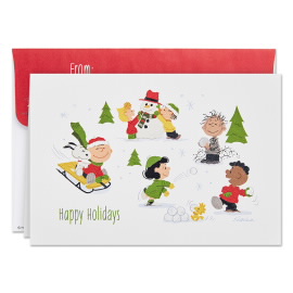 Peanuts Gang Snow Scene Greeting Cards