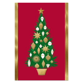Traditional Tree on Red Greeting Cards