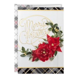 Poinsettia Hoop Wreath Greeting Cards