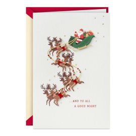 Christmas Santa in Green Sleigh Greeting Card