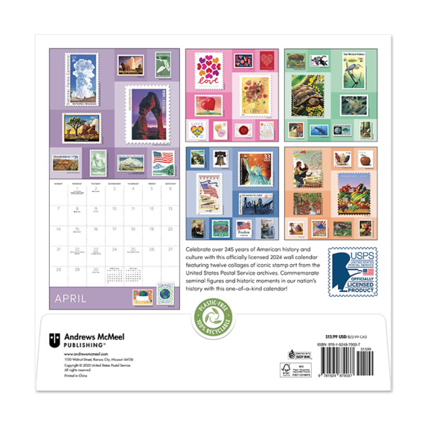 USPS Stamp Art 2024 Wall Calendar