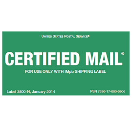 Certified Mail Label - Form 3800N