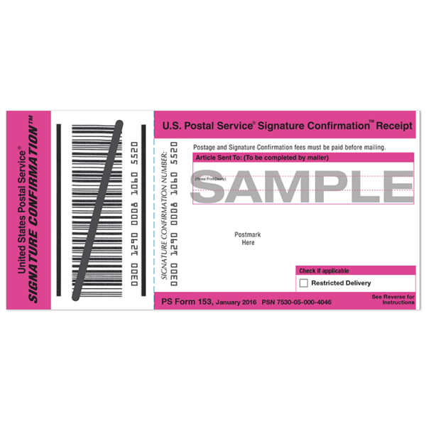 Signature Confirmation Receipt