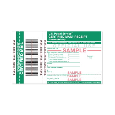 certified mail receipt tracking number