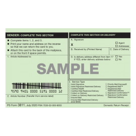 Domestic Return Receipt Form