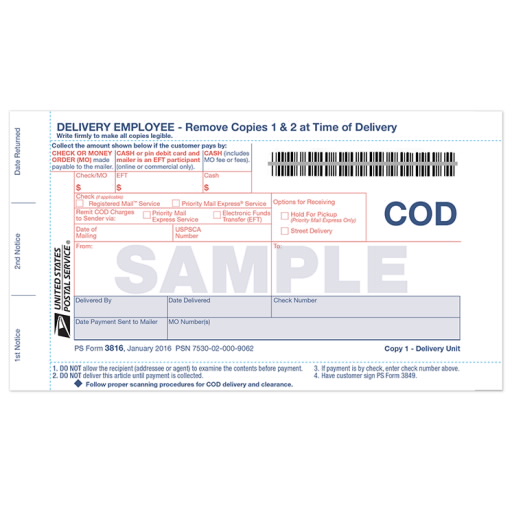 Collect on Delivery Forms
