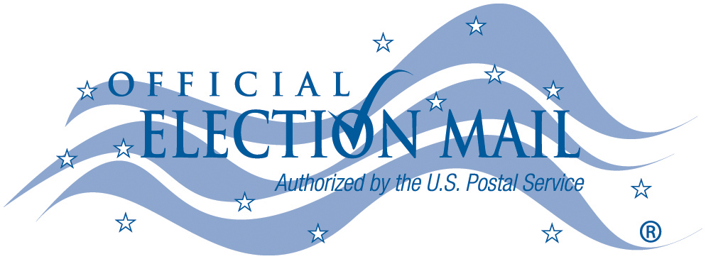 Official election mail logo in blue