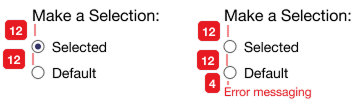 Specifications for the use of radio buttons