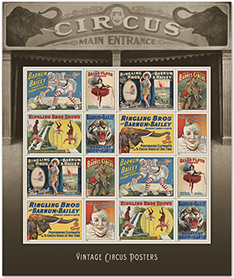 Vintage Circus Posters Stamps
