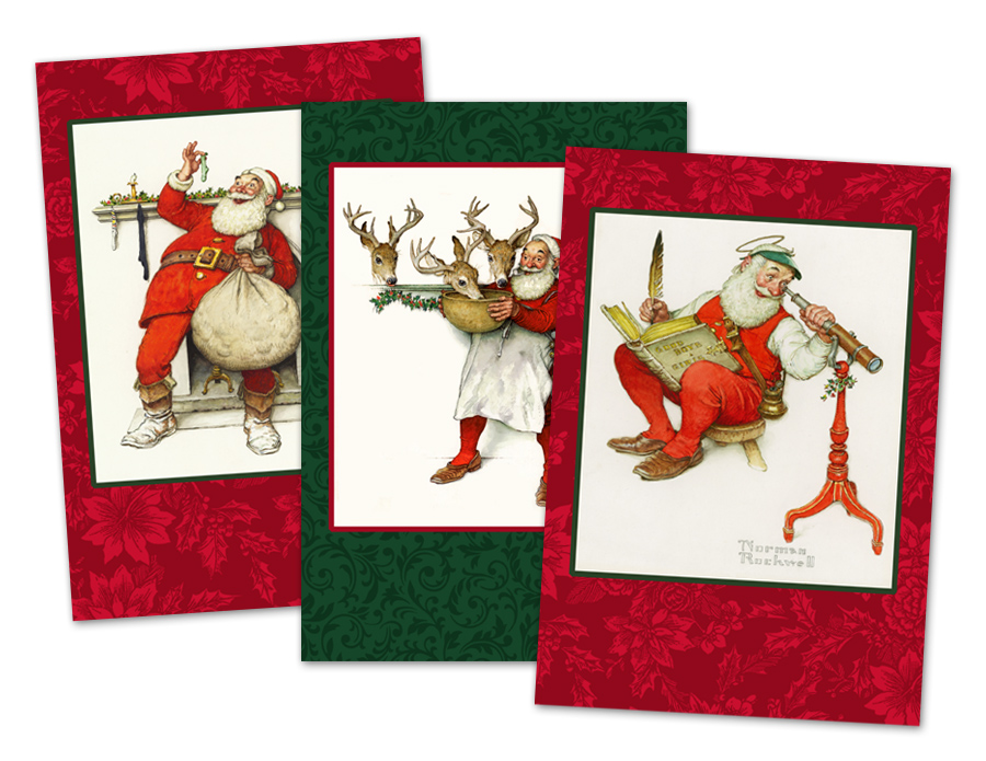 Christmas cards illustrated by Norman Rockwell