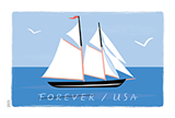 Schooner Stamped Postcard
