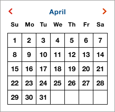Calendar with unselected dates example