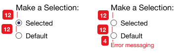 Specifications for the use of radio buttons