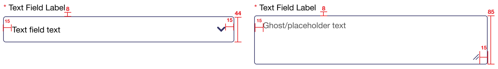 Specifications for the use of Input Field components