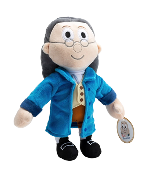 A Ben Franklin plush toy.