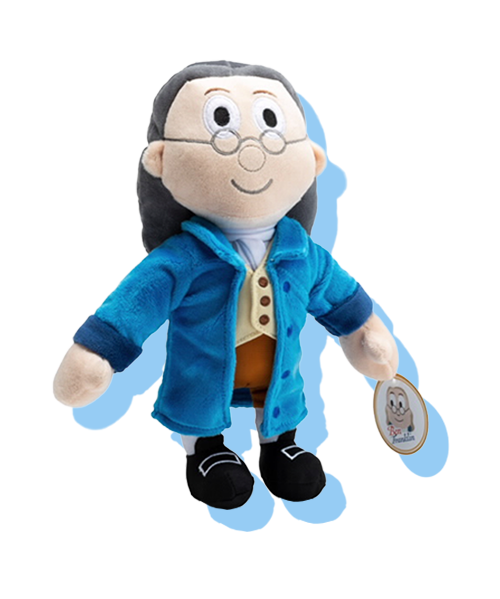 A Ben Franklin plush toy.